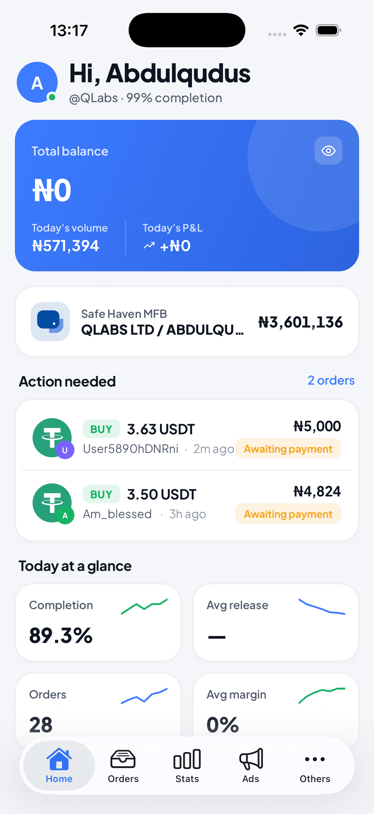 P2P Manager home screen